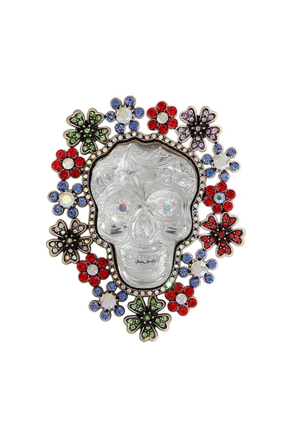 Versatile Skull Brooch For Casual Wear Halloween Event Sturdy Alloy Crystal