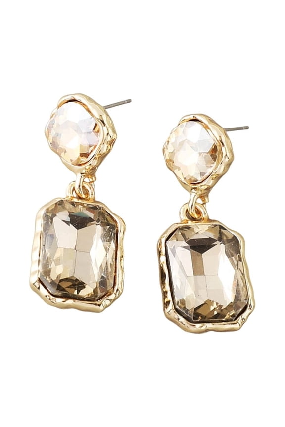 Versatile Square Cut Ear Studs Crystals Accent Alloy Materials