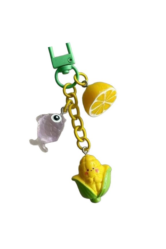 Vibrant Lemon Shaped Key Ring Resin Accessory Luggage Decoration Keychain