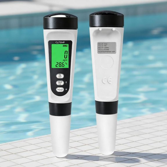 Zeiwohndc Waterproof Chlorine Level Detector with Temperature Measurement for Swimming