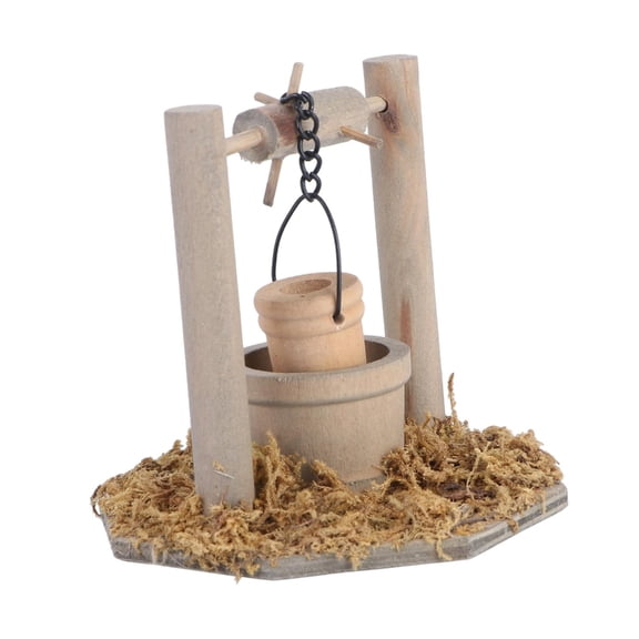 Zeiwohndc Wood Miniature Water Wells Figure For Garden Landscape Tabletop Display Use