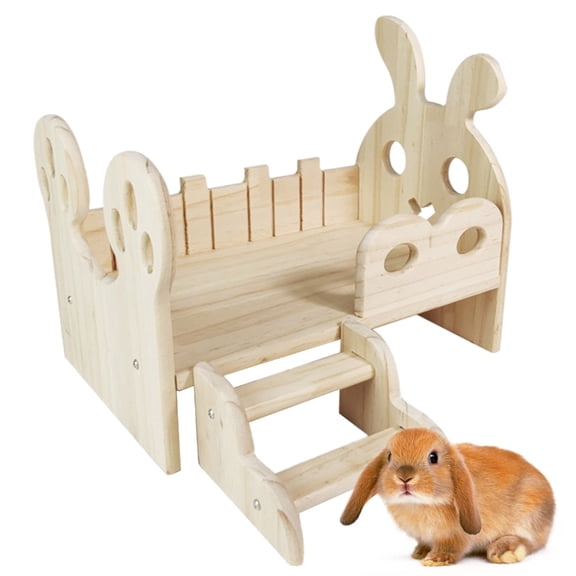 Zeiwohndc Wood Platform Cage Bed Hamster Sleeping Bed Cage Decors Small Animals House