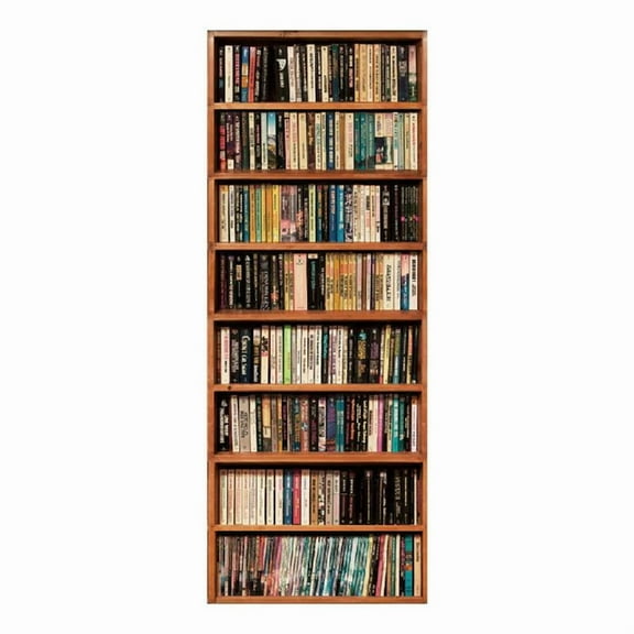 Zeiwohndc for Creative 3D Door Sticker Bookshelf Bookcase Wallpaper Self Adhesive Wall Mural DIY Bedroom Decor