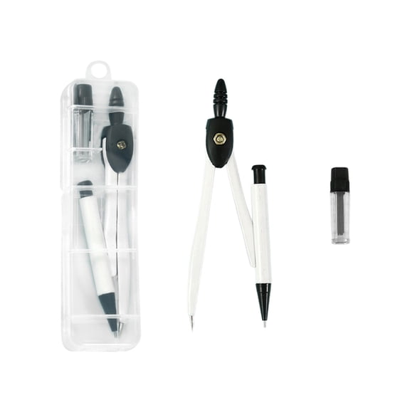 Zeiyignr Basic Metal Math Compass for Geometry Set, Mechanical Pencil Desiged, Drawing Tools for Office Supplies Art Sketch White