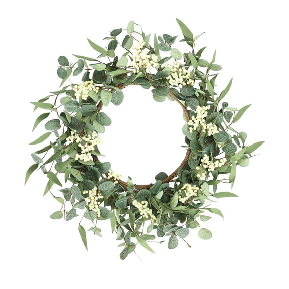 Zeiyignr Eucalyptus Wreath, Realistic Rattan Wreath, Green Decor for Home, Farmhouse Summer, Front Door, Porch, Window Green
