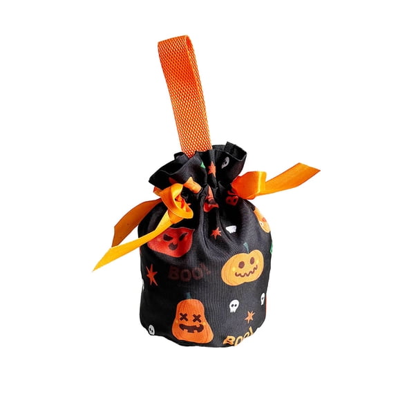Zeiyignr Halloween Candy Gift Bags – Reusable Fabric Treat Bags with Drawstring and Handle – Perfect for Trick-Or-Treating, Party Favors Black