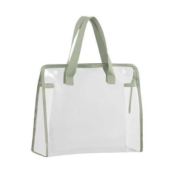 Zeiyignr Handheld Clear Bag for Stadium Events, Thick Pvc Clear Tote Bag for Exam Paper Storage, for School Teacher Sports Concert Beach Green