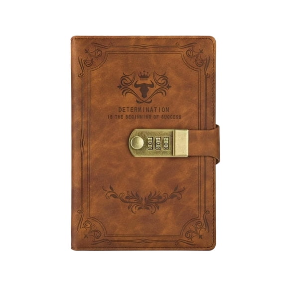 Zeiyignr Lock Diary, Vintage Lock Journal, Refillable Personal Locking Diary, for Daily Writing and Recording Privacy Protection Brown