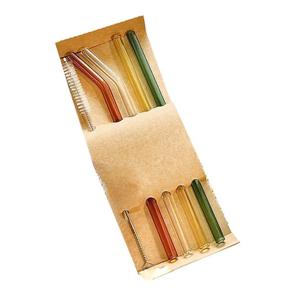 Zeiyignr Reusable Glass Straws, Heat Resistant Drinking Straws for Smoothies, Milkshakes, Tea, Juice, Cocktails 4*Straight