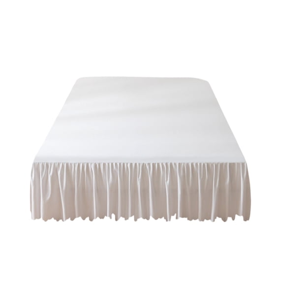 Zeiyignr Solid Color Bed Skirt, Drop Dust Ruffle Bed Skirts with Platform, Gathered Style, Elegant Home Bedroom Hotel Supplies White
