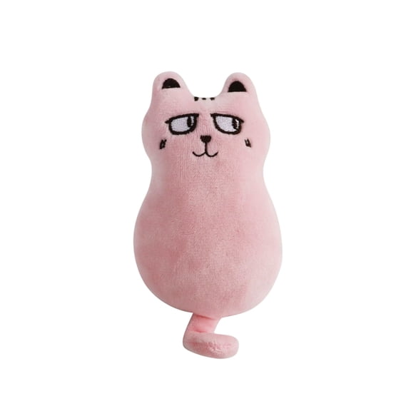 Zeiyignr Squeaky Pet Toy, Cat Chew Toy Bite Resistant Catnip Toys for Cats, Catnip Filled Cartoon Cat Teething Chew Toy Pink