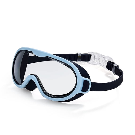 Zeiyignr Swim Goggles, Large Frame Swim Glasses Wide View Anti-Fog & Waterproof, Soft and Leak-Proof for Boys and Girls Black-Blue