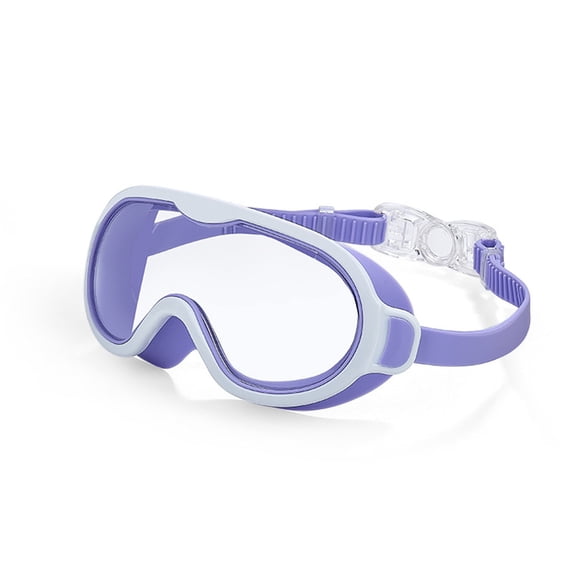 Zeiyignr Swim Goggles, Large Frame Swim Glasses Wide View Anti-Fog & Waterproof, Soft and Leak-Proof for Boys and Girls White-Purple