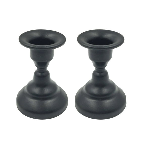 2 Packs Taper Candle Holder, Small Candle Holder, Candlestick Holders for Taper Candles, Short Black Pillar Candle Holders for Christmas, Weddings and Dinner