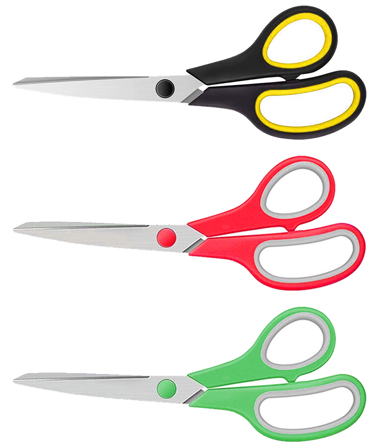 Scissors Set of 5-Pack, 8 Scissors All Purpose Comfort-Grip Handles Sharp Scissors for Office Home School Craft Sewing Fabric Supplies, High/Middle