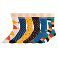 thumbnail image 1 of Zeke Men's Pattern Dress Funky Fun Colorful Socks 6 Assorted Patterns Size 10-13 (6 Pairs), 1 of 1