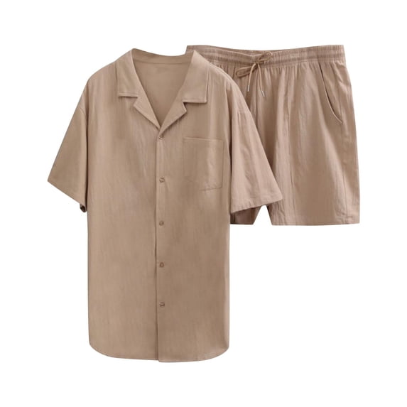 Zekutng 2 Piece Sets for Men Short Sleeved Tops and Shorts Solid Color Casual Suit,Sizes M-3XL