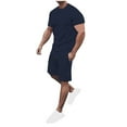 thumbnail image 1 of Zekutng 2 Piece Sets for Men Summer Breathable Sports Solid Color Short Sleeved Round Neck Tops with Five Point Shorts Set,Sizes M-4XL, 1 of 5