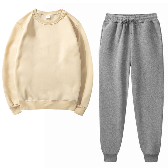 Zekutng 2 Piece Sets for Women Crew Neck Sweatshirt Jogger Pant 2-Piece Sweatsuit Set,Sizes S-3XL
