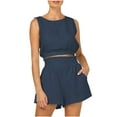 thumbnail image 1 of Zekutng 2 Piece Sets for Women Summer Solid Casual Tops and High Waisted Shorts Suit,Sizes S-2XL, 1 of 1