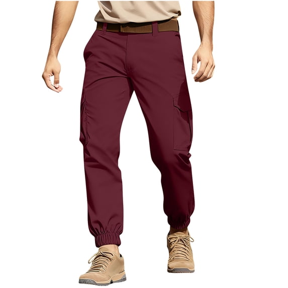 Zekutng Cargo Pants for Men Belt Loop Button Fly Elastic Cuffed Jogger Pants,Sizes S-5XL