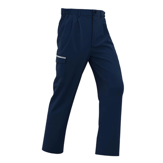 Zekutng Cargo Pants for Men Pleated Partial Elastic Waist Reflective Trim Straight Work Uniform Pants,Sizes S-5XL