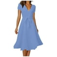 thumbnail image 1 of Zekutng Dresses for Women Vintage V Neck Short Sleeve Dresses,Sizes S-2XL, 1 of 4