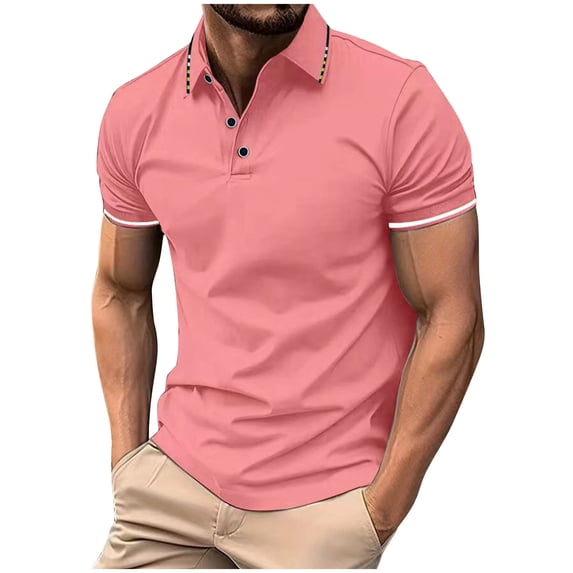 Zekutng Men's T-Shirts Collared Button-Down Short-Sleeve Pullover,Sizes S-3XL