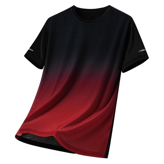 Zekutng Mens Shirts Gradient-Print Short-Sleeve Crew-Neck T-Shirt,Sizes M-5XL