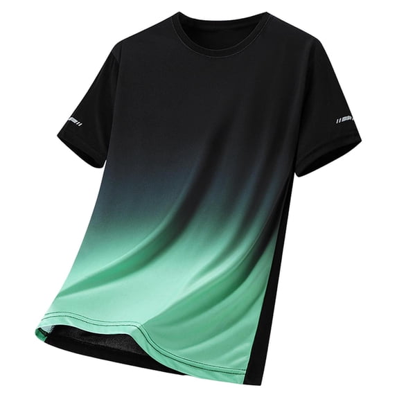 Zekutng Mens Shirts Gradient-Print Short-Sleeve Crew-Neck T-Shirt,Sizes M-5XL
