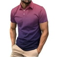 thumbnail image 1 of Zekutng Mens Shirts Short-Sleeve T-Shirt with Collar, Buttons, and Gradient Print,Sizes S-4XL, 1 of 6