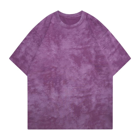 Zekutng Mens Shirts Solid-Color Tie-Dye Relaxed-Fit Short-Sleeve Crew-Neck T-Shirt,Sizes S-3XL