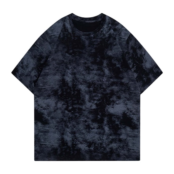 Zekutng Mens Shirts Solid-Color Tie-Dye Relaxed-Fit Short-Sleeve Crew-Neck T-Shirt,Sizes S-3XL