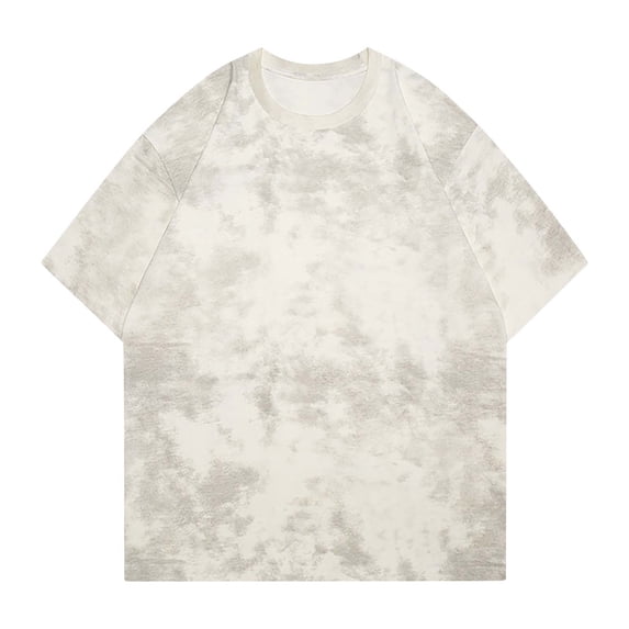 Zekutng Mens Shirts Solid-Color Tie-Dye Relaxed-Fit Short-Sleeve Crew-Neck T-Shirt,Sizes S-3XL