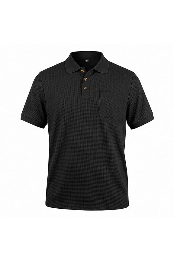 Mens Shirts Waffle-Weave Casual Pocketed Button-Down Lapel Shirt,Sizes S-3XL