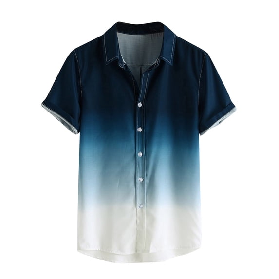 Zekutng Mens T-Shirts Gradient-Print Short-Sleeve Collared Summer Shirt,Sizes S-2XL