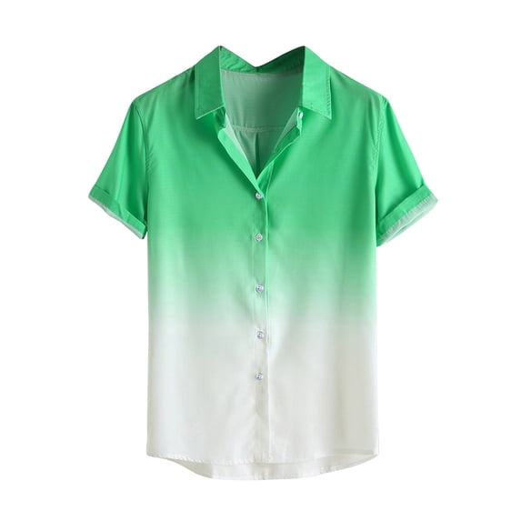 Zekutng Mens T-Shirts Gradient-Print Short-Sleeve Collared Summer Shirt,Sizes S-2XL