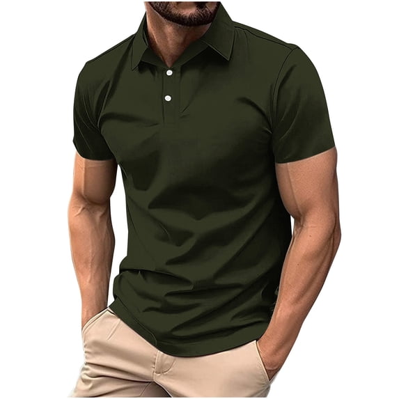 Zekutng Mens T-Shirts Solid-Color Button-Down Short-Sleeve Shirt,Sizes S-4XL