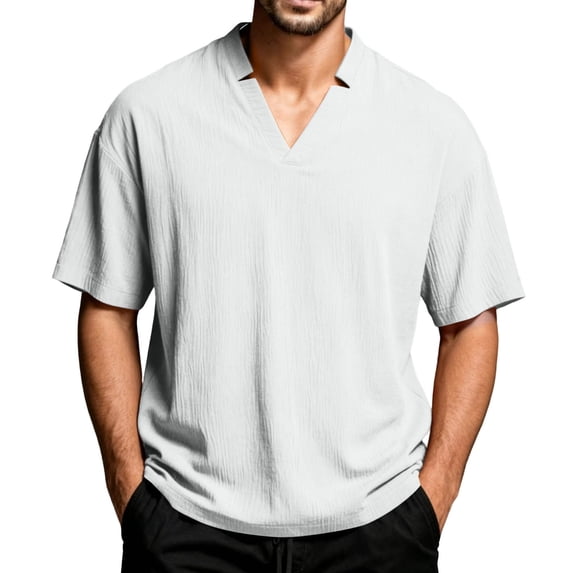 Zekutng Mens T-Shirts Solid-Color Casual Short-Sleeve V-Neck Shirt,Sizes S-3XL