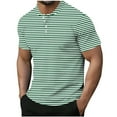 thumbnail image 1 of Zekutng Mens T-Shirts Striped Printed Stand-Up Collar Half-Button Short-Sleeve Shirt,Sizes M-3XL, 1 of 5