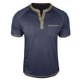 thumbnail image 1 of Zekutng Mens T-Shirts Summer Button Casual Solid Patchwork Short Sleeve,Sizes S-3XL, 1 of 6