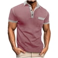 thumbnail image 1 of Zekutng Mens T-Shirts Summer Button down Turn down Collar Tops with Pocket,Sizes S-3XL, 1 of 7