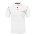 thumbnail image 1 of Zekutng Mens T-Shirts Summer Casual Solid Color Short Sleeved Button Pocket Stand up Collar Top/Shirt,Sizes S-3XL, 1 of 5