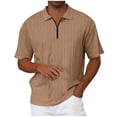 thumbnail image 1 of Zekutng Mens T Shirts Summer Solid Zipper Short Sleeve Turndown Collar,Sizes S-3XL, 1 of 6