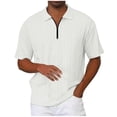 thumbnail image 1 of Zekutng Mens T Shirts Summer Solid Zipper Short Sleeve Turndown Collar,Sizes S-3XL, 1 of 6