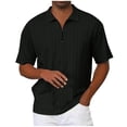 thumbnail image 1 of Zekutng Mens T Shirts Summer Solid Zipper Short Sleeve Turndown Collar,Sizes S-3XL, 1 of 6