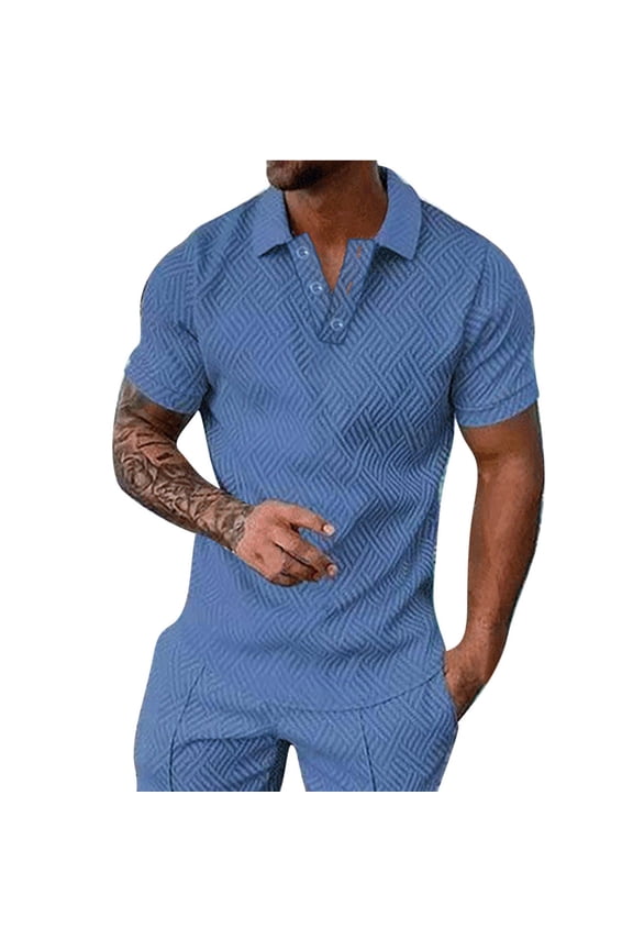 Mens T-Shirts Track Summer Casual Short Sleeve Turndown Collar,Sizes S-5XL