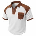 thumbnail image 1 of Zekutng Mens T-Shirts Two-Tone Short-Sleeve Shirt with Collar and Pockets,Sizes S-3XL, 1 of 8