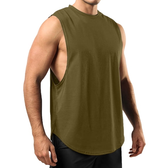 Zekutng Mens Tank Top Summer Casual Sports Solid Vest Sleeveless Round-Neck Tank Top,Sizes XS-XL
