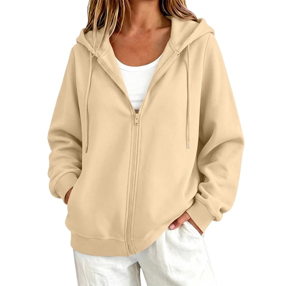 Zekutng Oversized Hoodies for Women Solid Drawstring Long Sleeve Hoodies Sweatshirts Casual Coat with Pockets, Sizes S-3XL
